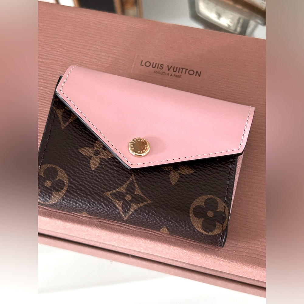 Louis Vuitton Pink and Brown Monogram Card Holder Wallet